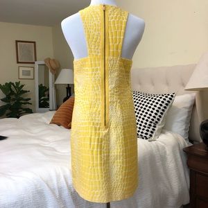 High Neck Yellow Pattern Mini Dress by Tibi